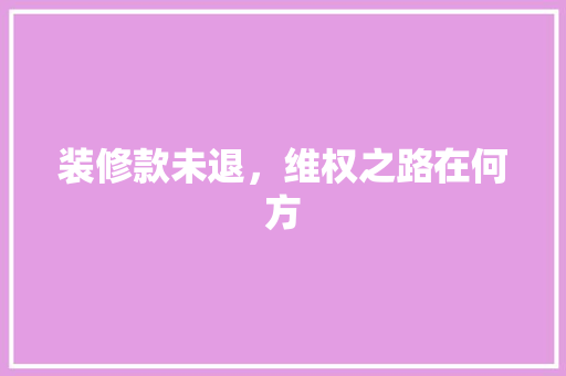 装修款未退，维权之路在何方