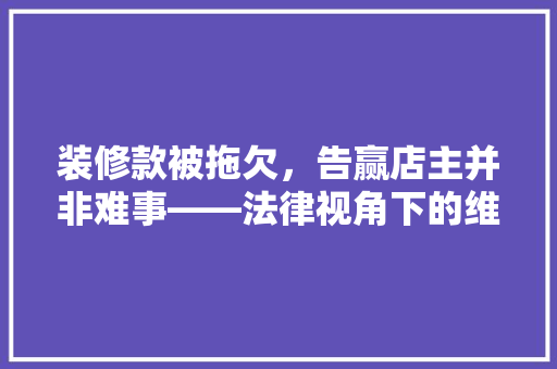 装修款被拖欠，告赢店主并非难事——法律视角下的维权之路