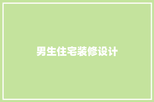 男生住宅装修设计