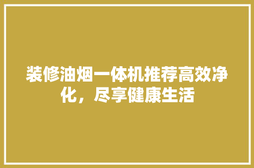 装修油烟一体机推荐高效净化，尽享健康生活