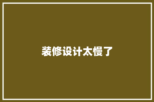 装修设计太慢了