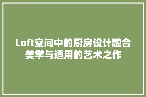 Loft空间中的厨房设计融合美学与适用的艺术之作