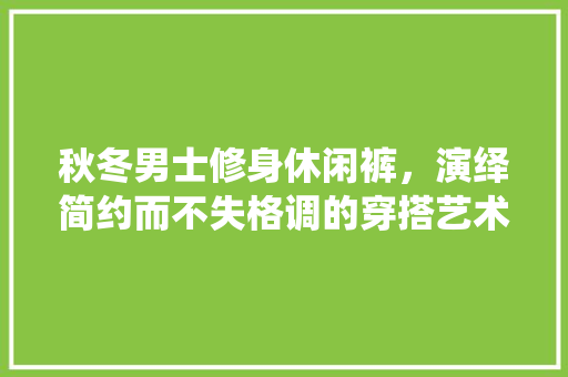 秋冬男士修身休闲裤，演绎简约而不失格调的穿搭艺术