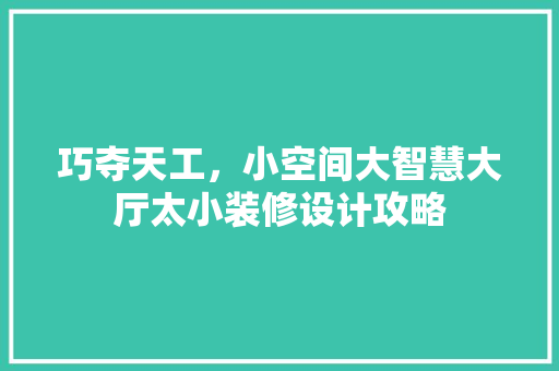 巧夺天工，小空间大智慧大厅太小装修设计攻略