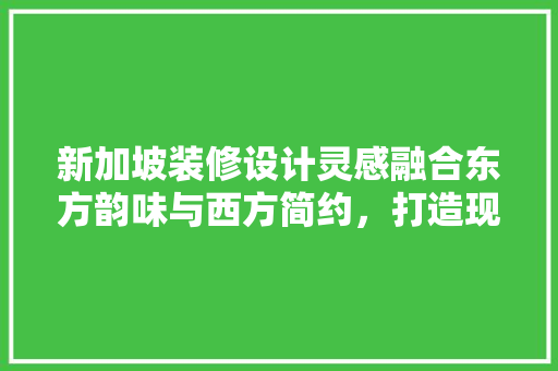 新加坡装修设计灵感融合东方韵味与西方简约，打造现代家居典范