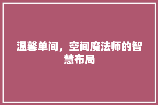 温馨单间，空间魔法师的智慧布局