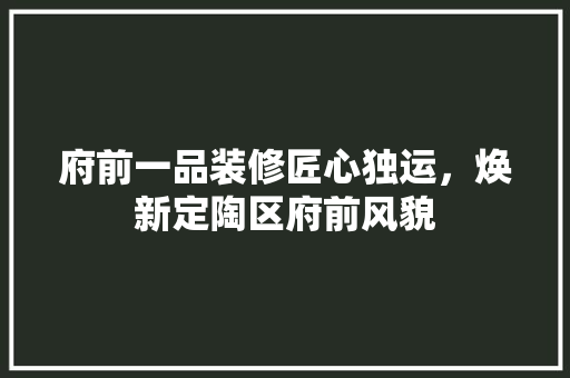 府前一品装修匠心独运，焕新定陶区府前风貌