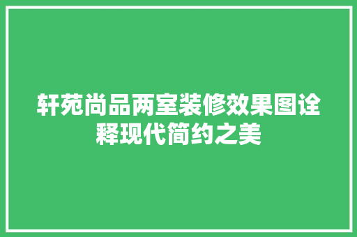 轩苑尚品两室装修效果图诠释现代简约之美