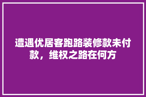遭遇优居客跑路装修款未付款，维权之路在何方